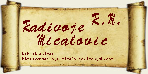 Radivoje Mićalović vizit kartica